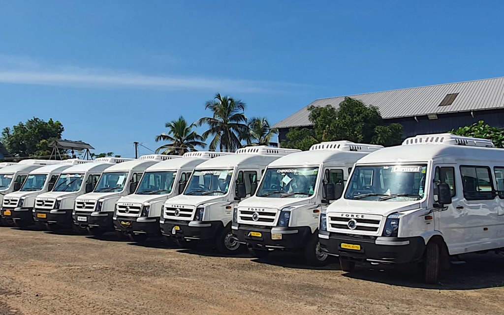 Force Traveller Vehicles fitted with JTAC Bus Air Conditioners